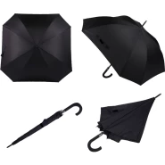 Kare Fiber Baston Şemsiye (Siyah)